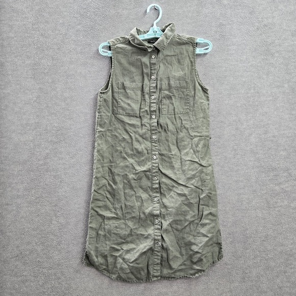 Willi Smith Dresses & Skirts - Willi Smith Women Dress 4 Green 100%‎ Linen Mini Shirt Sleeveless Button Up